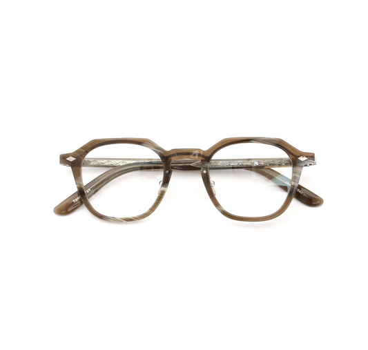 YELLOWS PLUS DENNIS EYEGLASS FRAME Green Horn/Silver