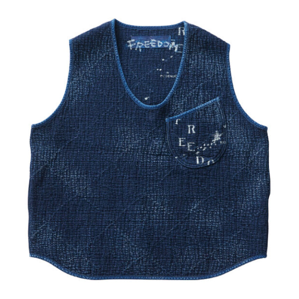 Porter Classic SASHIKO ORIGINAL 2-WAY PULLOVER VEST "WATCH CHAIN ITEM"-NEW BLUE-