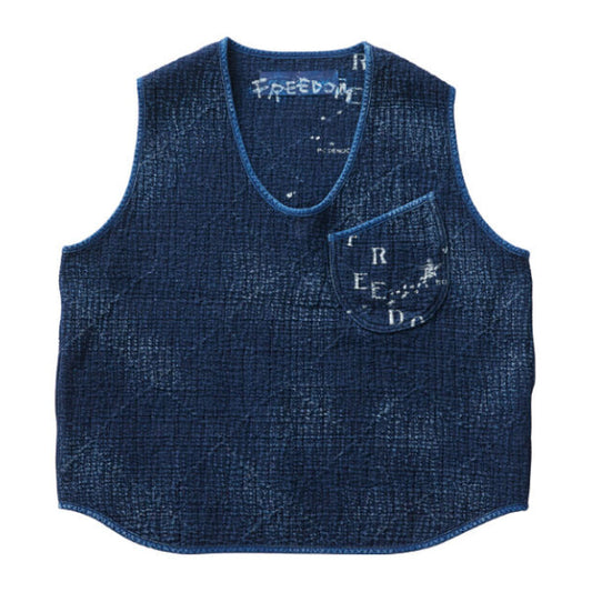 Porter Classic SASHIKO ORIGINAL 2-WAY PULLOVER VEST "WATCH CHAIN ITEM"-NEW BLUE-