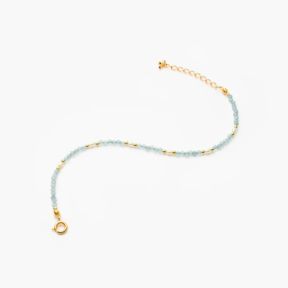 MARIHA Dream Dust Bracelet Oval Pearl x Aquamarine 18cm