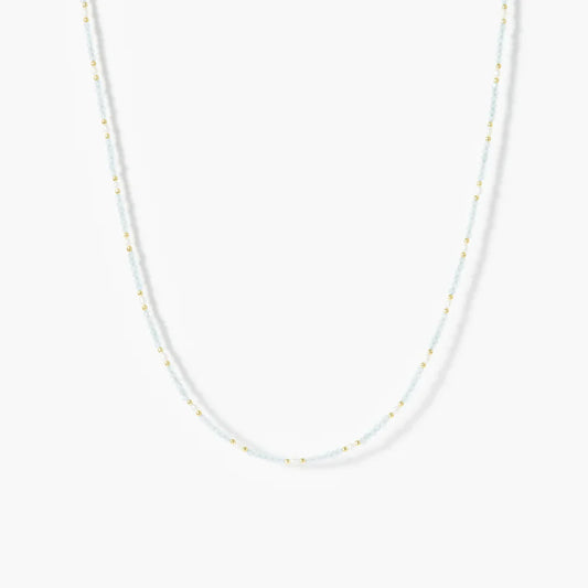 MARIHA Dream Dust Necklace Oval Pearl x Aquamarine 42cm