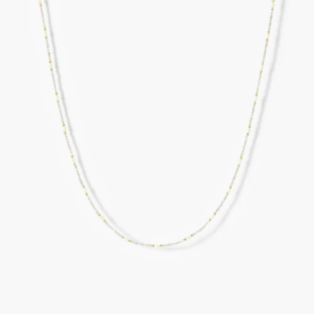 MARIHA Dream Dust Necklace Oval Pearl x Labradorite 42cm