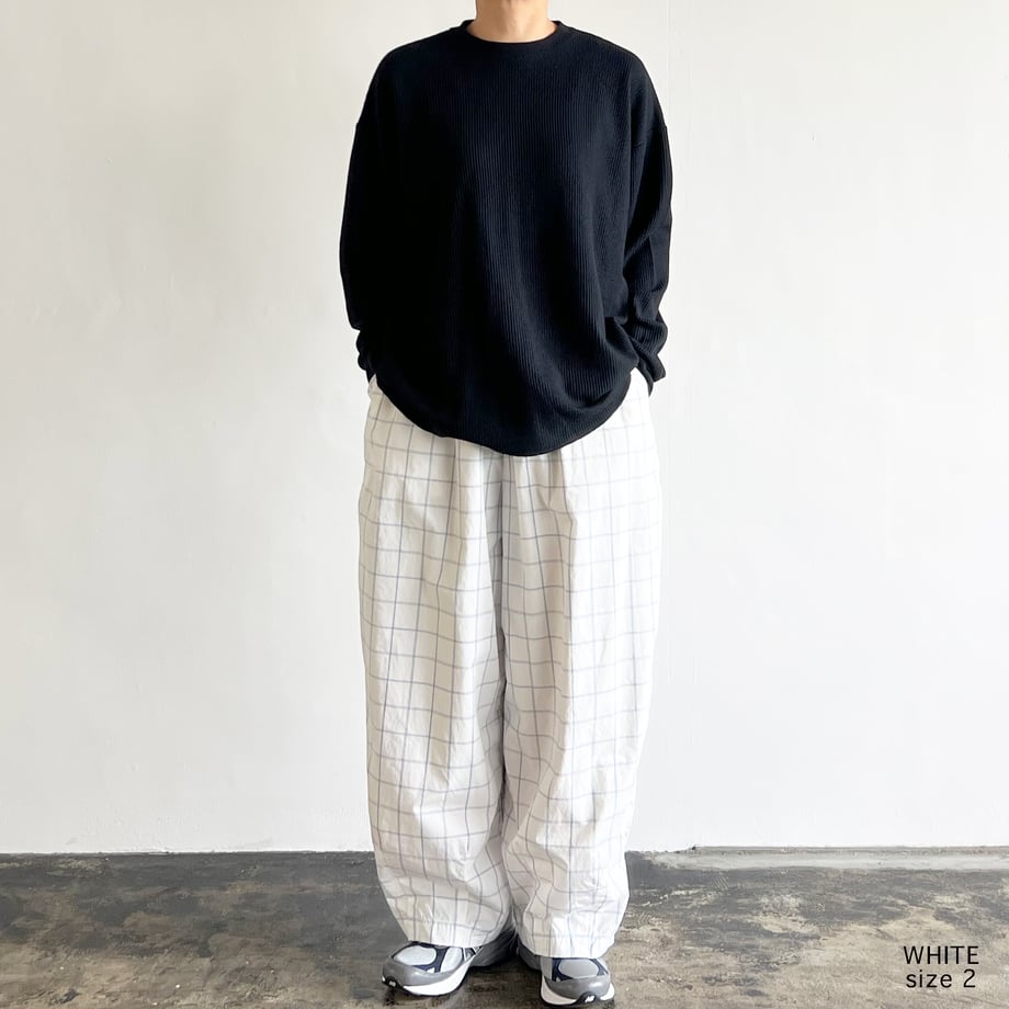 HARVESTY COTTON & LINEN WINDOWPANE EASY CIRCUS PANTS