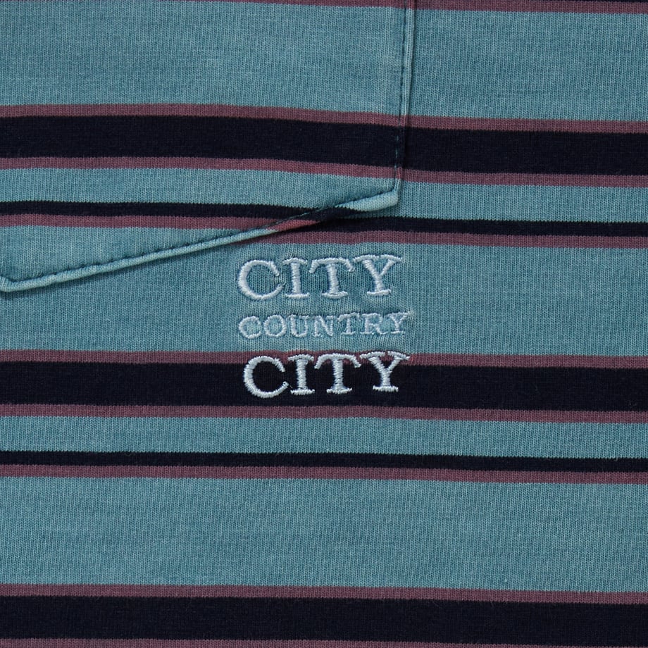CITY COUNTRY CITY Embroidered Logo Overdye Boder Pocet T-shirt