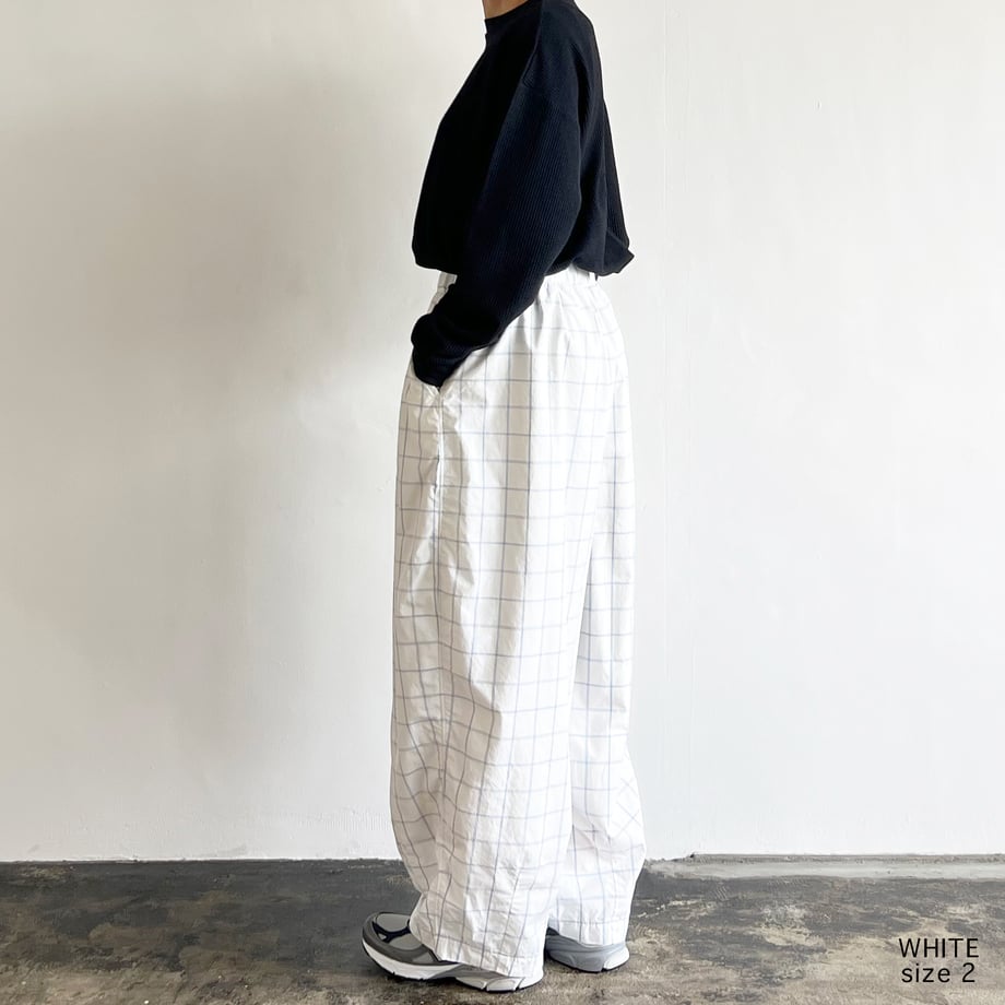 HARVESTY COTTON & LINEN WINDOWPANE EASY CIRCUS PANTS