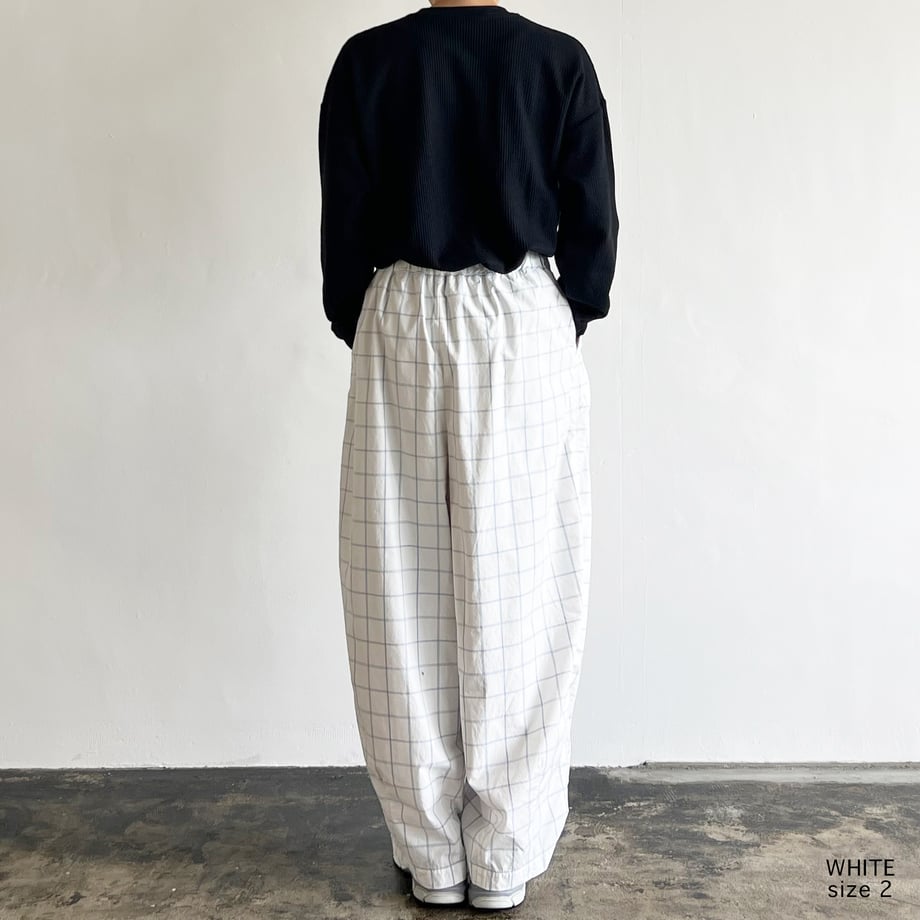 HARVESTY COTTON & LINEN WINDOWPANE EASY CIRCUS PANTS