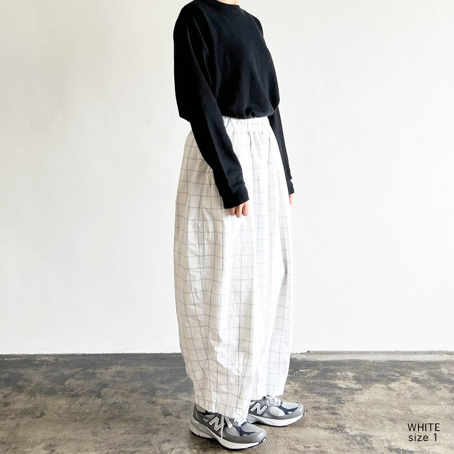 HARVESTY COTTON & LINEN WINDOWPANE EASY CIRCUS PANTS