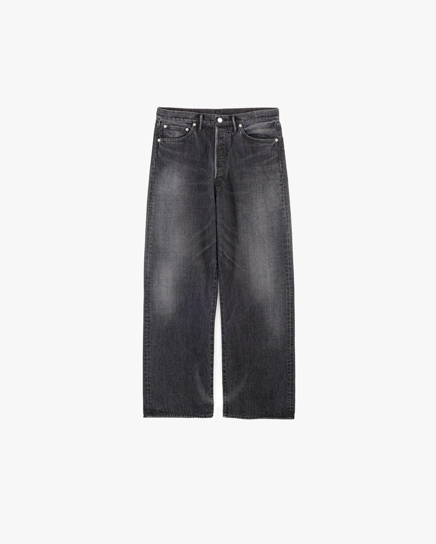 Graphpaper Selvage Denim Five Pocket Wide Straight Pants - DARK FADE