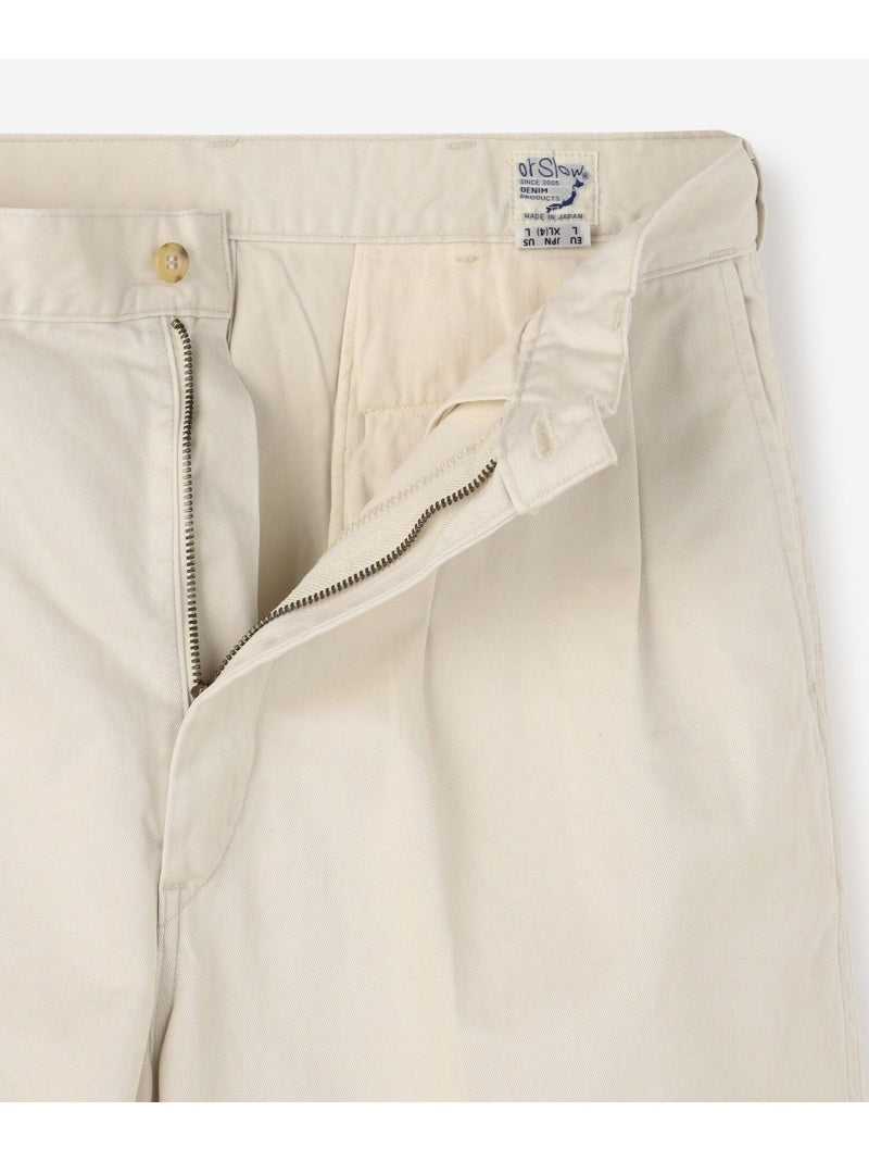 orSlow TWO TUCK WIDE TROUSERS Ivory