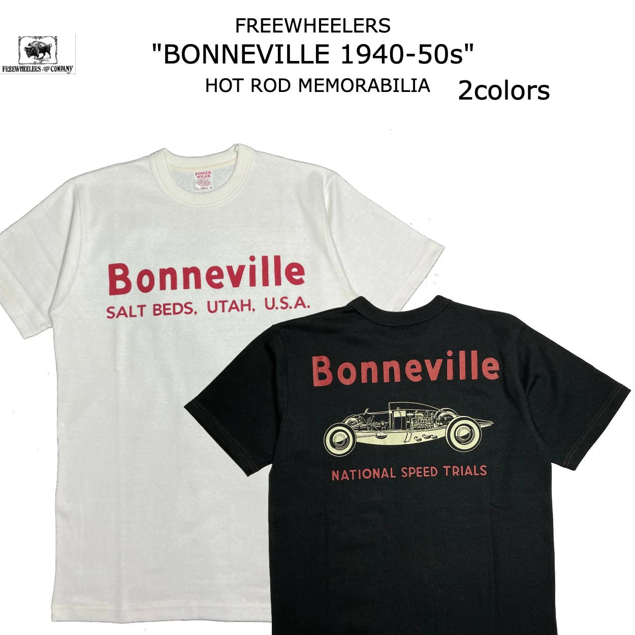 FREEWHEELERS HOT ROD MEMORABILIA "BONNEVILLE 1940-50s" TSHIRT