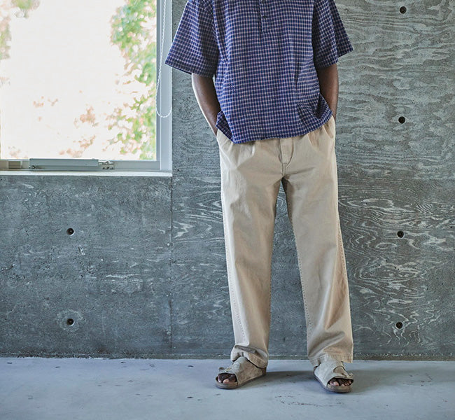 orSlow TWO TUCK WIDE TROUSERS Khaki