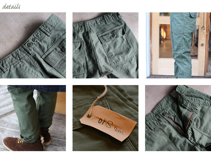 orSlow US ARMY SLIM FIT FATIGUE PANTS (green)