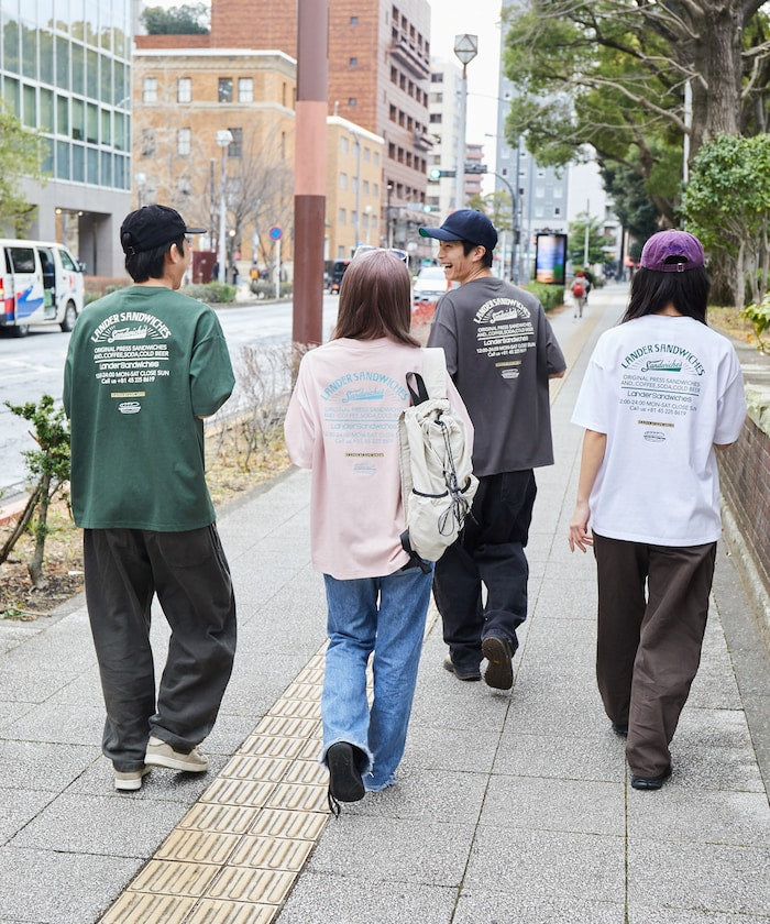 LANDER SANDWICHES x FREAK'S STORE Burger Factory Special Big Silhouette Back Print Crew Neck T-shirt