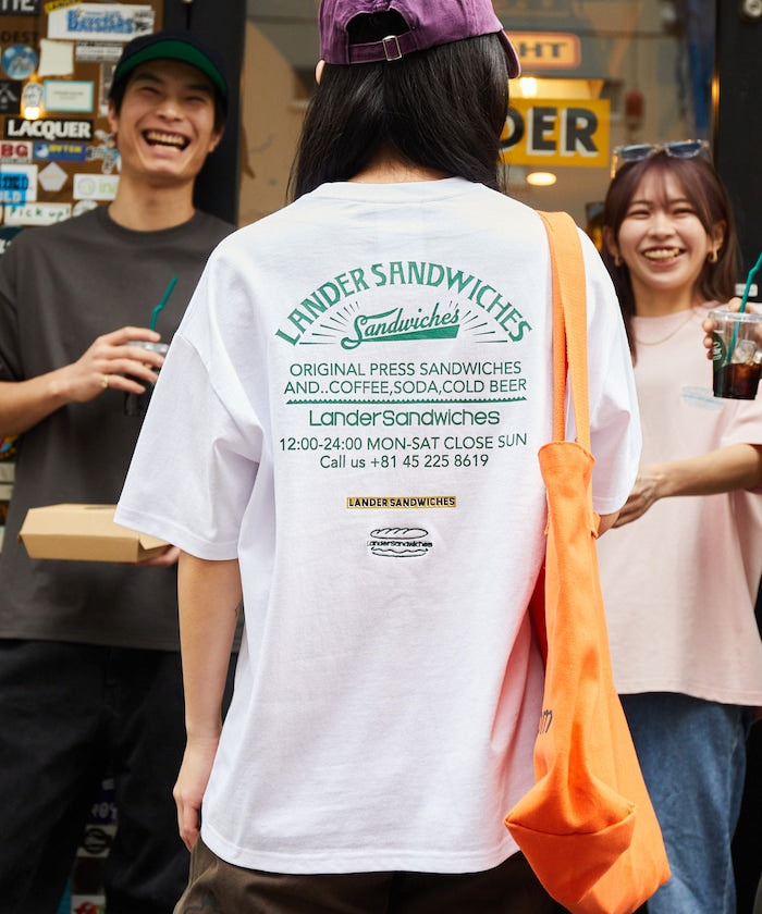 LANDER SANDWICHES x FREAK'S STORE Burger Factory Special Big Silhouette Back Print Crew Neck T-shirt