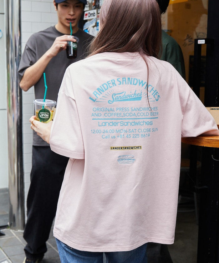 LANDER SANDWICHES x FREAK'S STORE Burger Factory Special Big Silhouette Back Print Crew Neck T-shirt