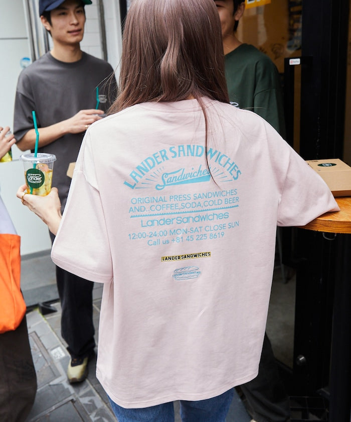 LANDER SANDWICHES x FREAK'S STORE Burger Factory Special Big Silhouette Back Print Crew Neck T-shirt