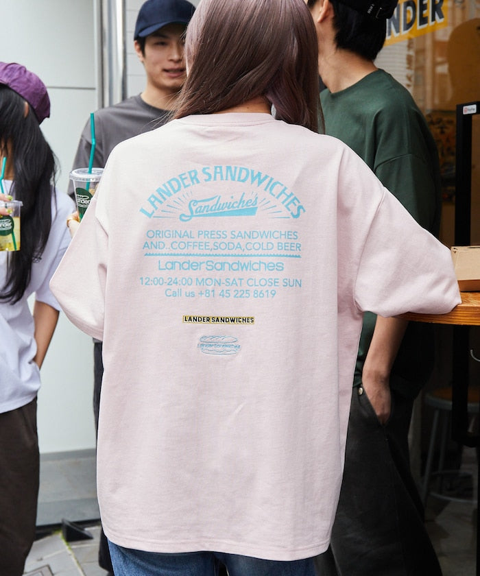 LANDER SANDWICHES x FREAK'S STORE Burger Factory Special Big Silhouette Back Print Crew Neck T-shirt