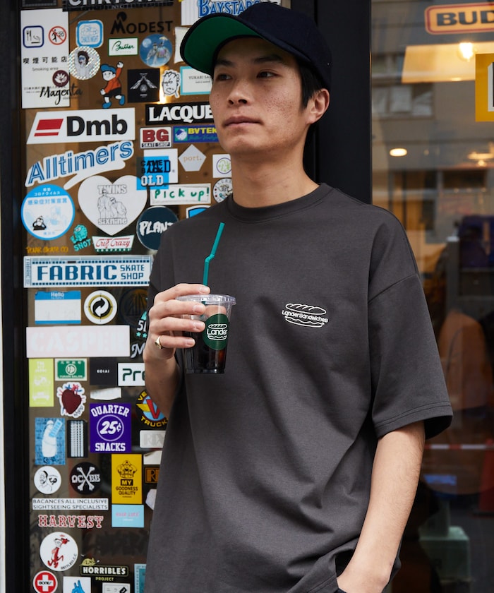 LANDER SANDWICHES x FREAK'S STORE Burger Factory Special Big Silhouette Back Print Crew Neck T-shirt