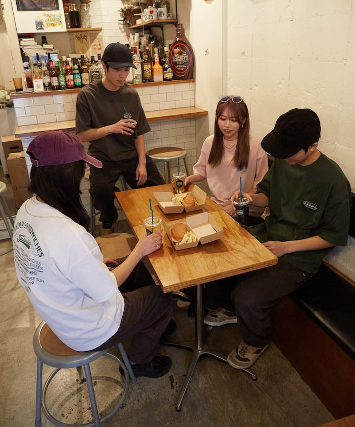 LANDER SANDWICHES x FREAK'S STORE Burger Factory Special Big Silhouette Back Print Crew Neck T-shirt