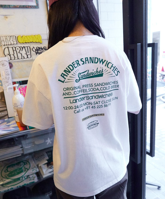 LANDER SANDWICHES x FREAK'S STORE Burger Factory Special Big Silhouette Back Print Crew Neck T-shirt