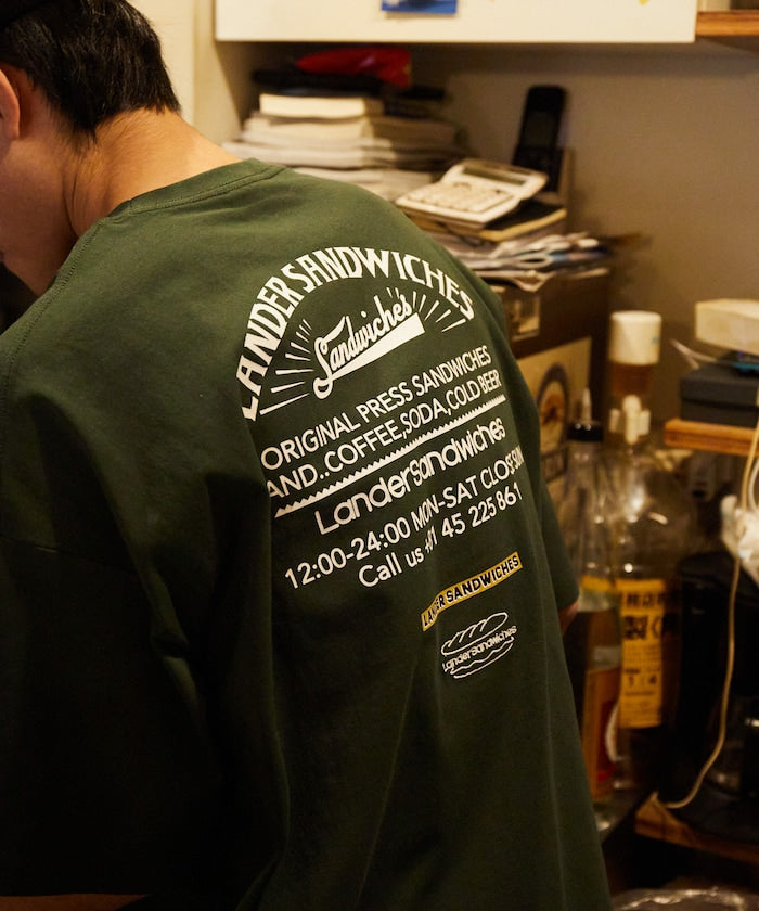 LANDER SANDWICHES x FREAK'S STORE Burger Factory Special Big Silhouette Back Print Crew Neck T-shirt