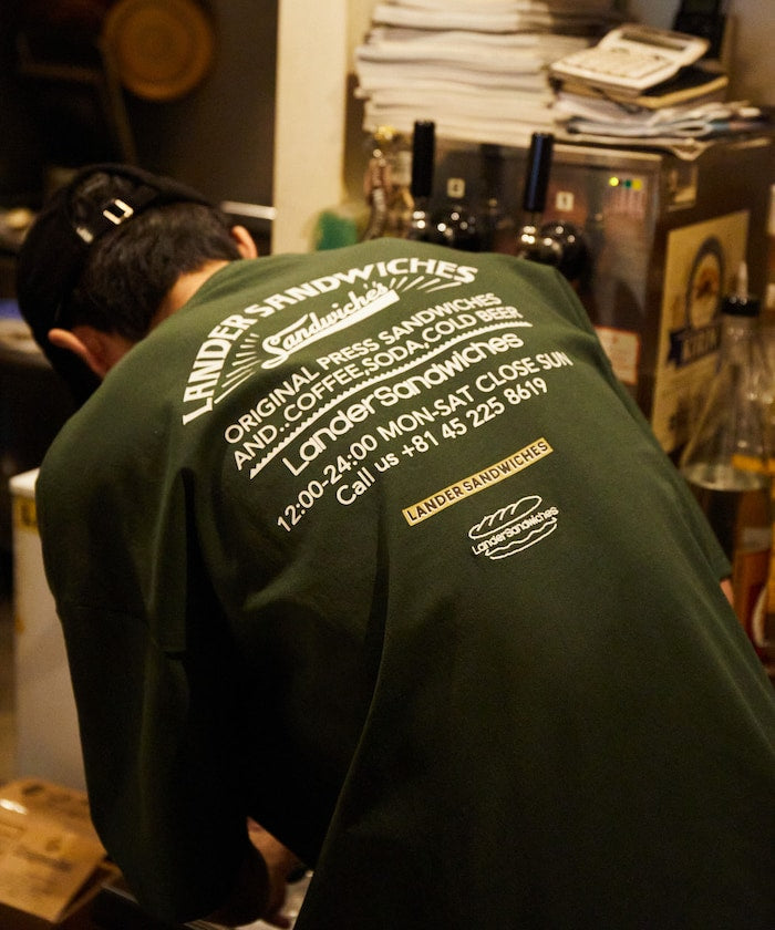 LANDER SANDWICHES x FREAK'S STORE Burger Factory Special Big Silhouette Back Print Crew Neck T-shirt