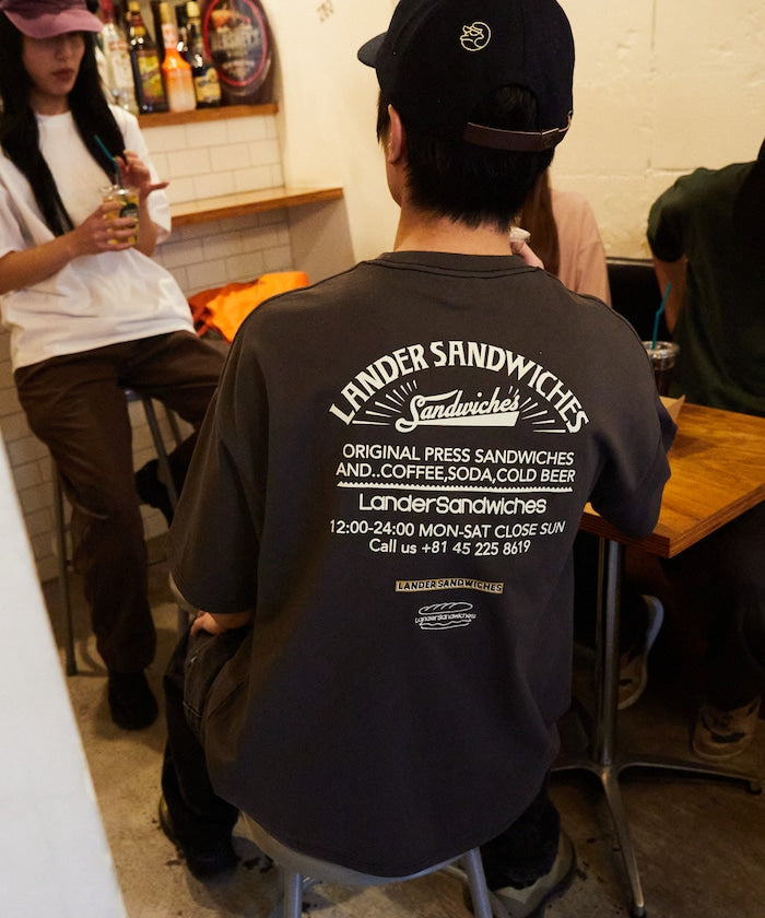 LANDER SANDWICHES x FREAK'S STORE Burger Factory Special Big Silhouette Back Print Crew Neck T-shirt