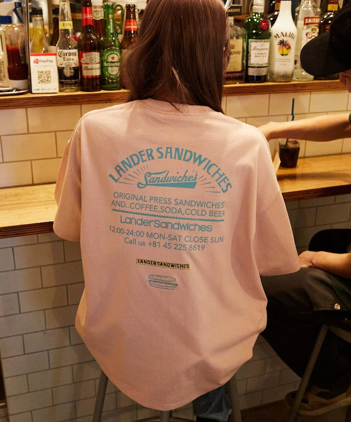 LANDER SANDWICHES x FREAK'S STORE Burger Factory Special Big Silhouette Back Print Crew Neck T-shirt