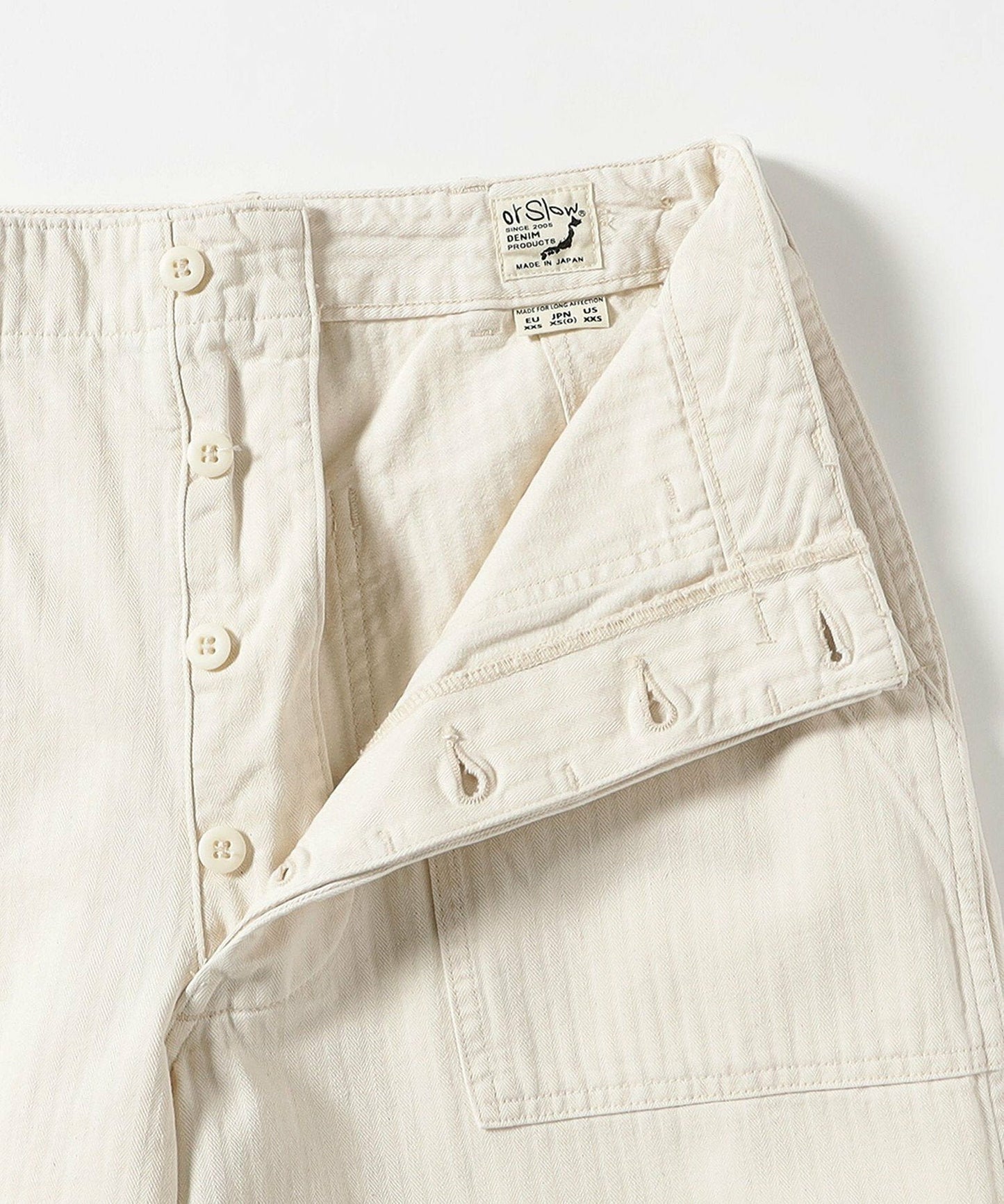 orSlow HERRINGBONE SUMMER FATIGUE PANTS Ecru