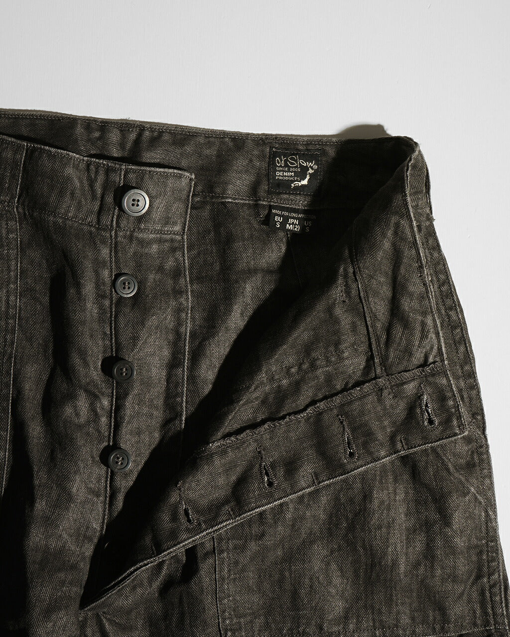 orSlow SUMI DYED LINEN SUMMER FATIGUE PANTS CHARCOAL GRAY