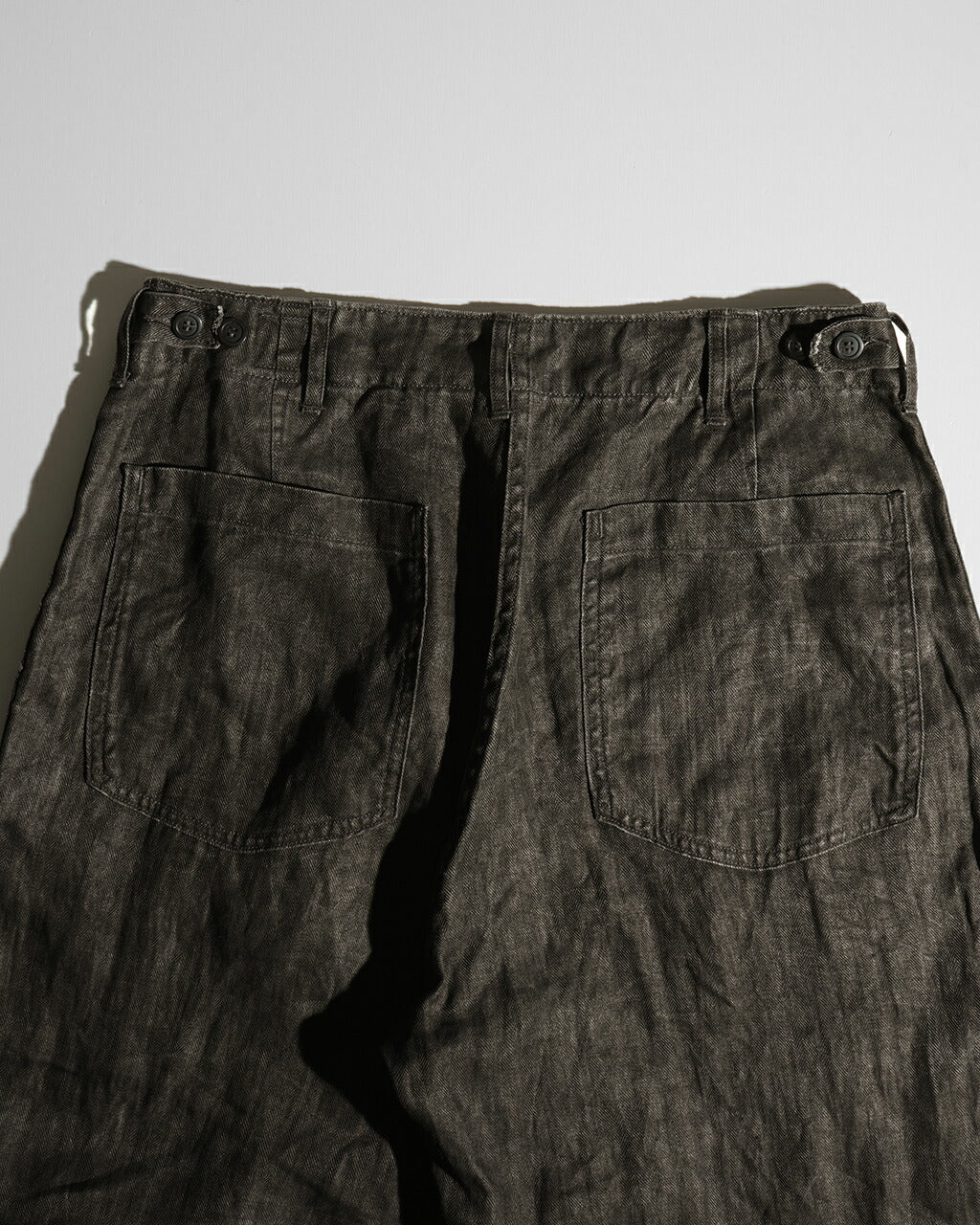 orSlow SUMI DYED LINEN SUMMER FATIGUE PANTS CHARCOAL GRAY