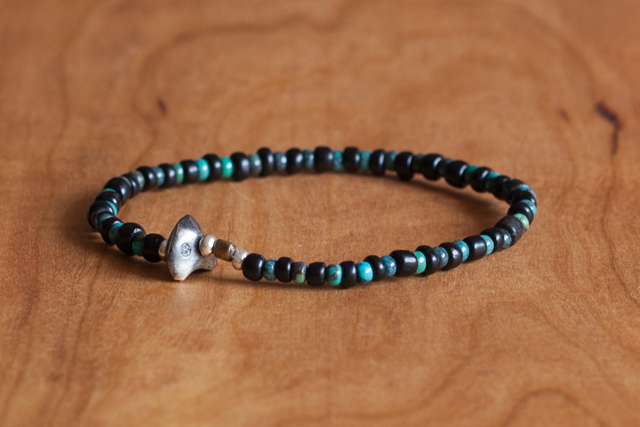 SunKu Antique Beads Bracelet Black x Turquoise LTD-015
