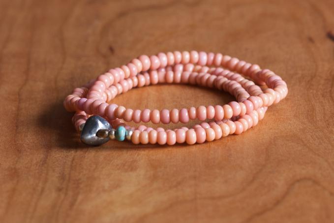 SunKu Antique Beads Necklace & Bracelet Baby Pink LTD-002