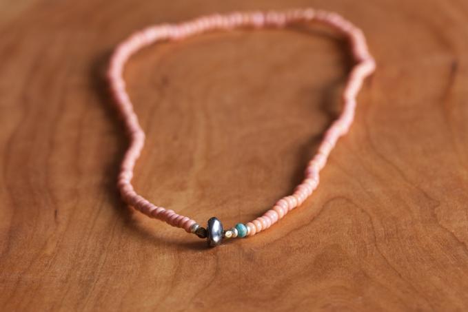 SunKu Antique Beads Necklace & Bracelet Baby Pink LTD-002