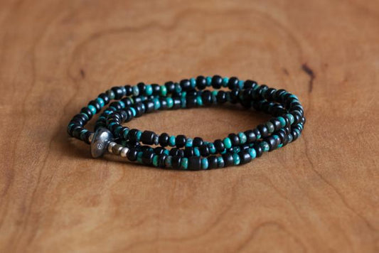 SunKu 39 Antique Beads Necklace & Bracelet Black×Turquise LTD-016