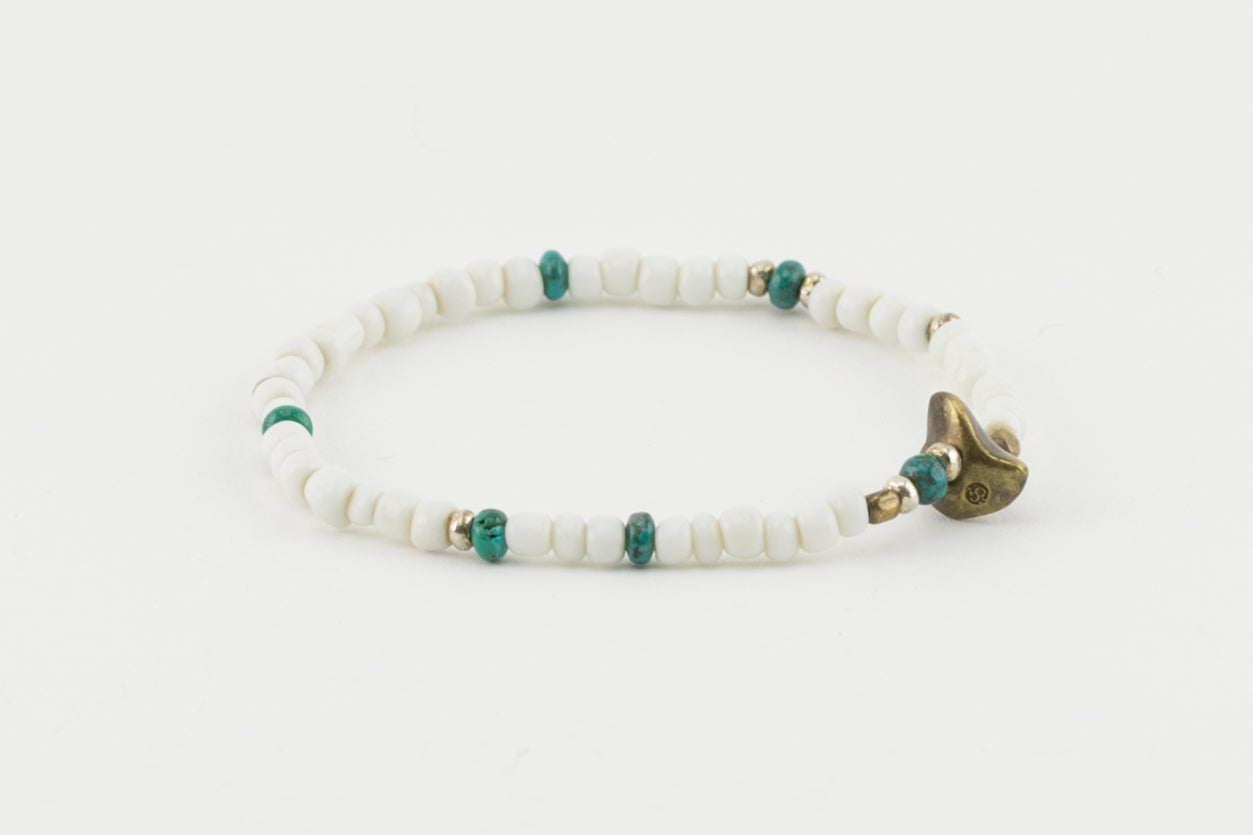 SunKu Antique Beads Bracelet White/Turquoise LTD-023