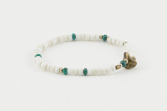 SunKu Antique Beads Bracelet White/Turquoise LTD-023