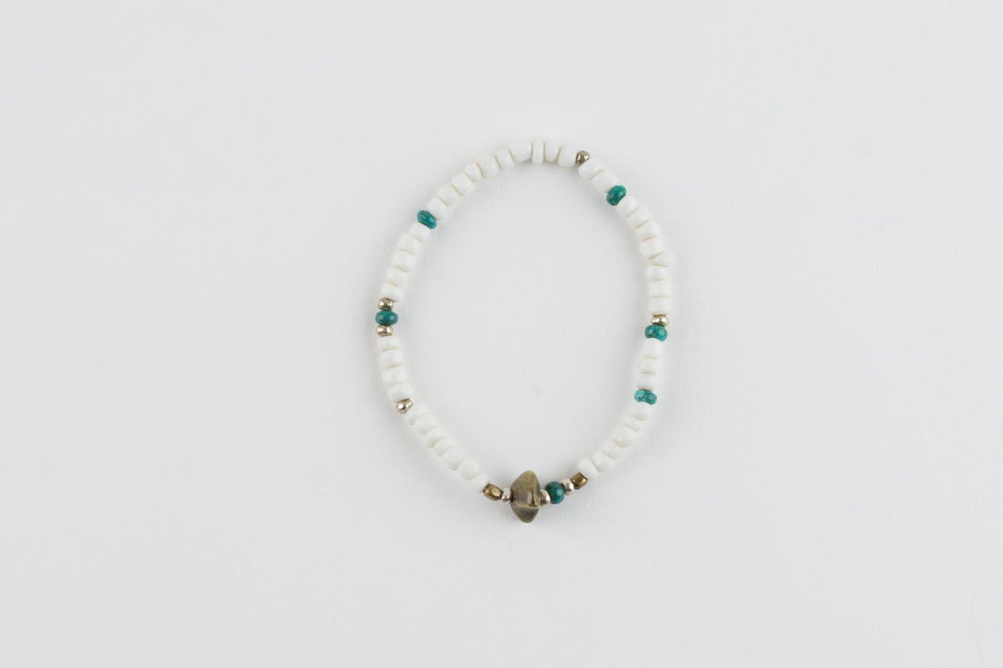 SunKu Antique Beads Bracelet White/Turquoise LTD-023