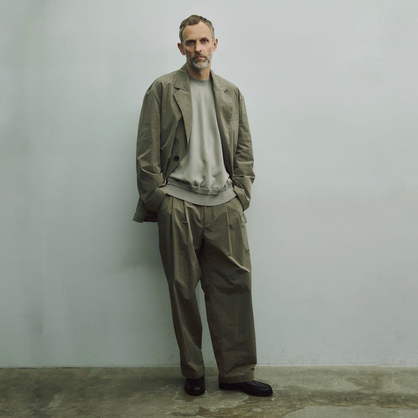 ssstein WINDPROOF NYLON EASY WIDE TROUSERS