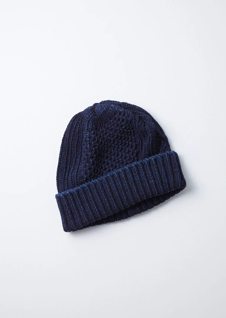 RoToTo ARAN CABLE INDIGO WATCH CAP