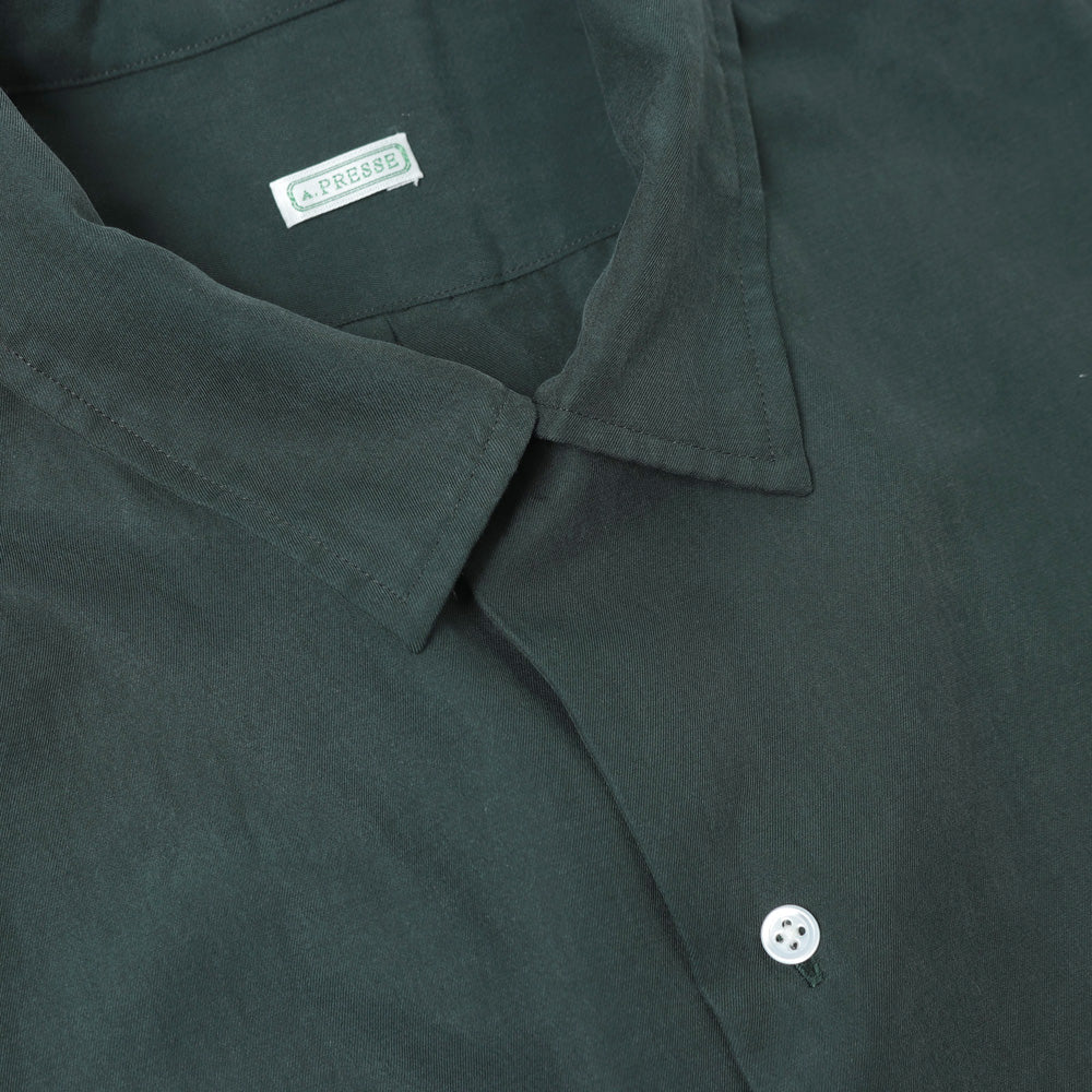A.PRESSE Silk Cotton Open Collar L/S Shirt