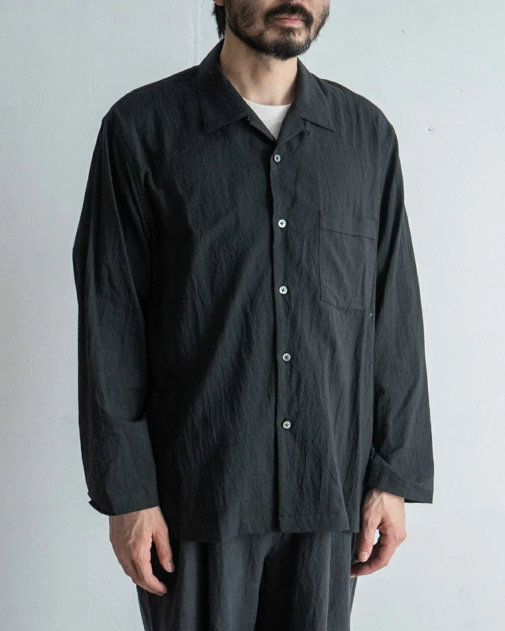 STILL BY HAND Open Collar Shirt Long Sleeve Shirt