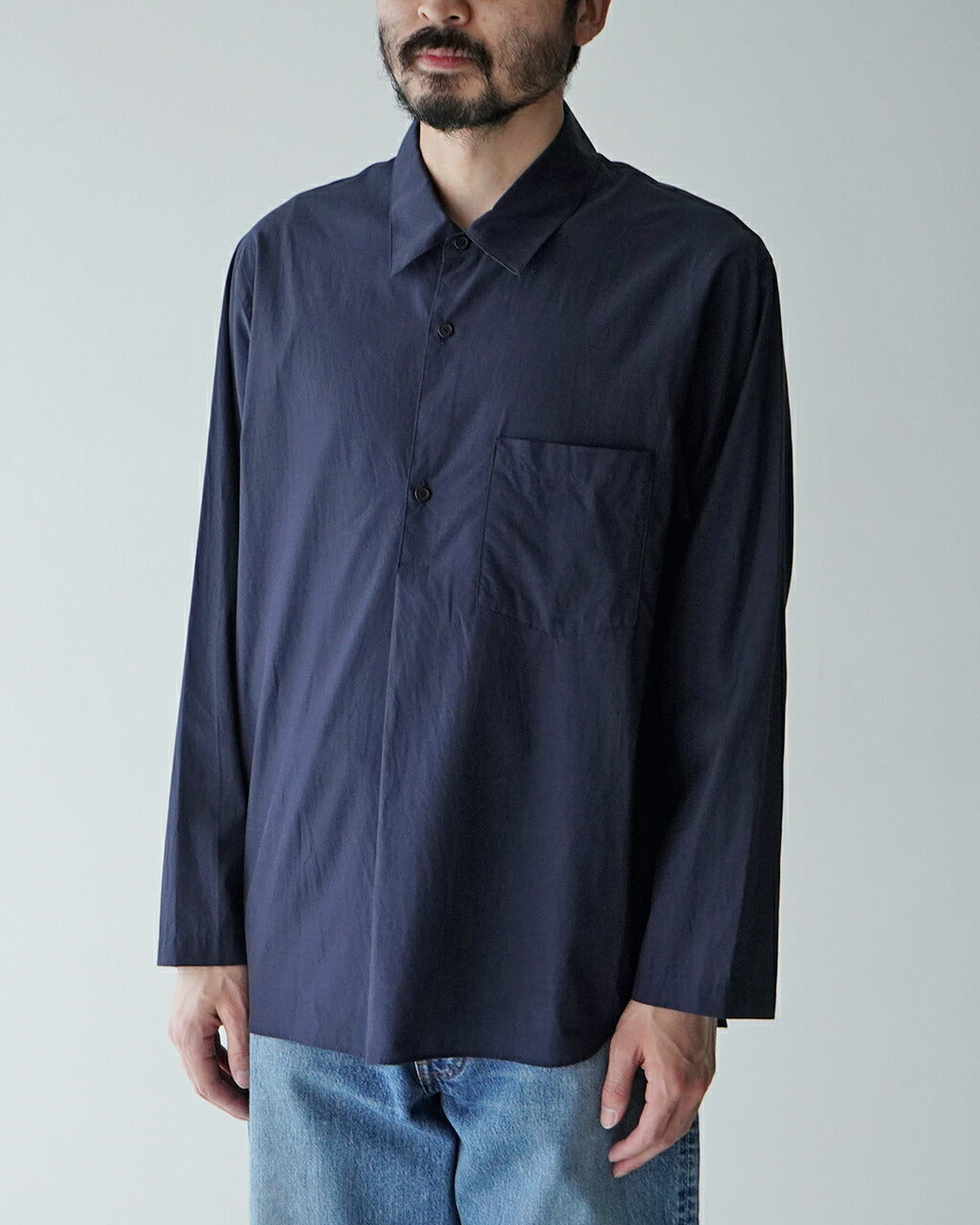 STILL BY HAND Cupro Mixed Pullover Shirt