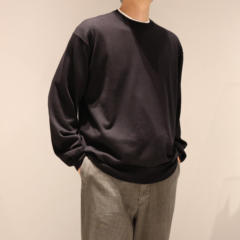 A.PRESSE Wool Cotton High Gauge Crew Neck Sweater